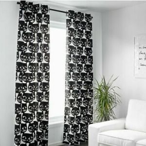 NWT MATTRAM Black Cat Curtains: 4 Panels (2 prs)